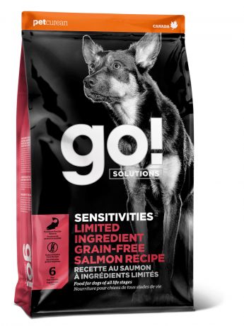 GO! Solutions Корм GO! Solutions беззерновой для щенков и собак с лососем для чувствительного пищеварения (1,59 кг)