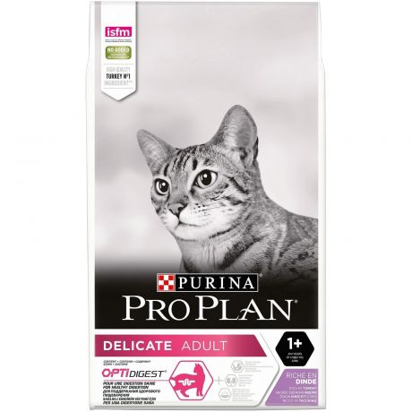 Purina Pro Plan Корм Purina Pro Plan для взрослых кошек с чувствительным пищеварением или особыми предпочтениями в еде, с высоким содержанием индейки (1,5 кг)