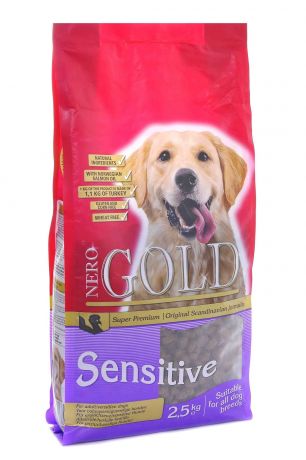 NERO GOLD super premium Корм NERO GOLD super premium для собак с чувствительным пищеварением, с индейкой и рисом (12 кг)