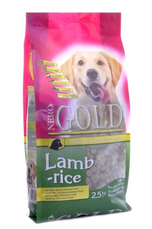 NERO GOLD super premium Корм NERO GOLD super premium для взрослых собак, с ягненком и рисом (12 кг)