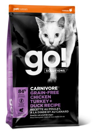 GO! Solutions Корм GO! Solutions беззерновой для котят и кошек "4 вида мяса: курица, индейка, утка и лосось" (7,26 кг)