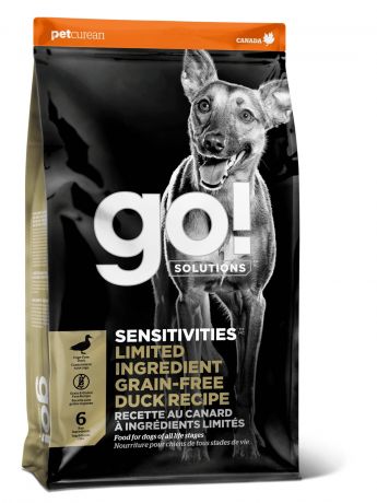 GO! Solutions Корм GO! Solutions беззерновой для щенков и собак, со свежей уткой для чувствительного пищеварения (5,44 кг)