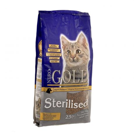 NERO GOLD super premium Корм NERO GOLD super premium для профилактики мочекаменной болезни у стерилизованных кошек (2,5 кг)