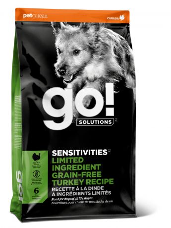 GO! Solutions Корм GO! Solutions беззерновой для щенков и собак, с индейкой для чувствительного пищеварения (9,98 кг)
