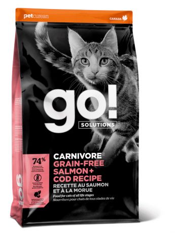 GO! Solutions Корм GO! Solutions беззерновой корм для котят и кошек, с лососем и треской (1,36 кг)