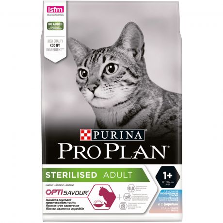 Purina Pro Plan Корм Purina Pro Plan для стерилизованных кошек и кастрированных котов, с высоким содержанием трески и c форелью (10 кг)