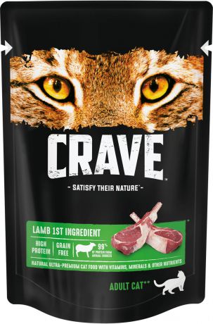 Crave Crave полнорационный консервированный корм для взрослых кошек, с ягнёнком (70 г)