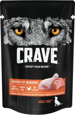 Crave Crave полнорационный консервированный корм для взрослых собак всех пород, с курицей (85 г)