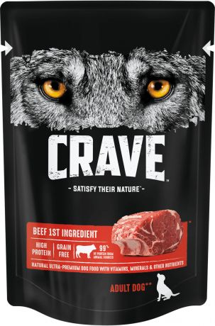 Crave Crave полнорационный консервированный корм для взрослых собак всех пород, с говядиной (85 г)