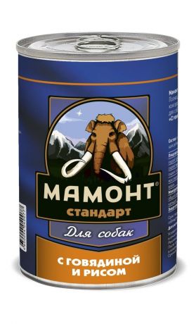 Мамонт Мамонт консервы для собак с говядиной и рисом (970 г)