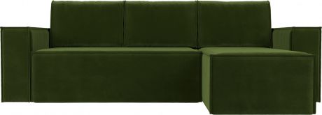 Угловой диван «Куба» Зеленый, Микровельвет, правый