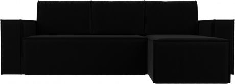 Угловой диван «Куба» Черный, Микровельвет, правый