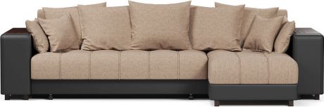 Угловой диван-кровать «Дубай» Beige 2 рогожка, экокожа, правый