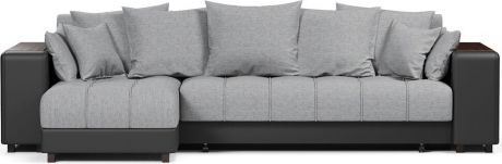 Угловой диван-кровать «Дубай» Gray 2 рогожка, экокожа, левый