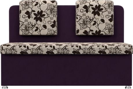 Кухонный диван «Маккон» 2х-местный ЦветыФиолетовый, РогожкаВелюр
