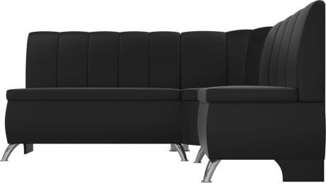 Кухонный угловой диван «Кантри» Черный, Экокожа, правый