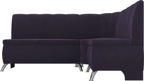 Кухонный угловой диван «Кантри» Фиолетовый, Велюр, правый
