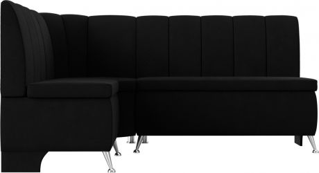 Кухонный угловой диван «Кантри» Черный, Микровельвет, левый