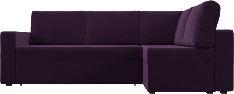Угловой диван-кровать «Оливер» Фиолетовый, Велюр, правый