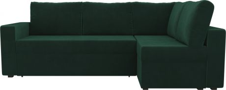 Угловой диван-кровать «Оливер» Зеленый, Велюр, правый