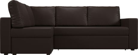 Угловой диван-кровать «Оливер» Коричневый, Экокожа, левый