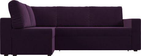 Угловой диван-кровать «Оливер» Фиолетовый, Велюр, левый