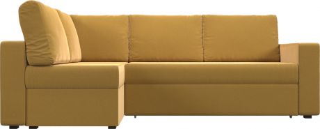 Угловой диван-кровать «Оливер» Желтый, Микровельвет, левый