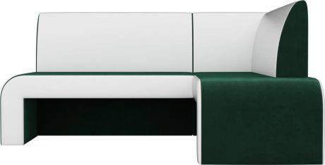 Кухонный угловой диван «Кармен» ЗеленыйБелый, ВелюрЭкокожа, правый