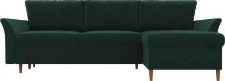 Угловой диван-кровать «София» Зеленый, Велюр, правый
