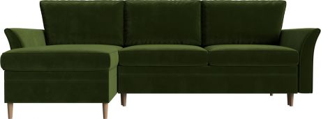 Угловой диван-кровать «София» Зеленый, Микровельвет, левый