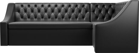 Кухонный угловой диван «Мерлин» Черный, Экокожа, правый