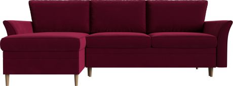 Угловой диван-кровать «София» Бордовый, Микровельвет, левый