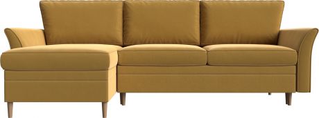Угловой диван-кровать «София» Желтый, Микровельвет, левый