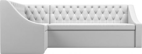 Кухонный угловой диван «Мерлин» Белый, Экокожа, левый
