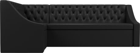 Кухонный угловой диван «Мерлин» Черный, Экокожа, левый