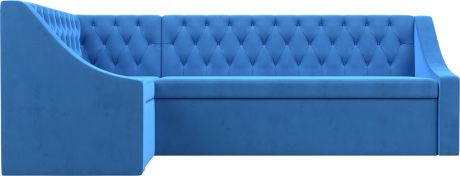 Кухонный угловой диван «Мерлин» Голубой, Велюр, левый