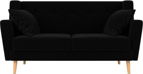 Прямой диван «Брайтон-2» Черный, Микровельвет