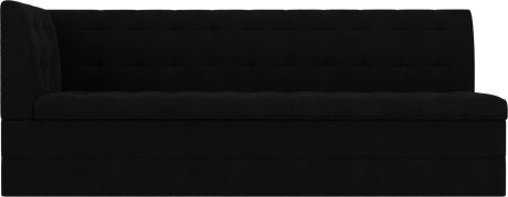 Кухонный угловой диван «Бриз» Черный, Микровельвет, левый