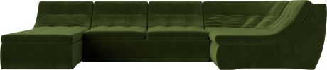 Модульный П-образный диван «Холидей» Зеленый, Микровельвет