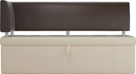 Кухонный угловой диван-кровать «Стоун» бежевыйкоричневый, Экокожа, левый