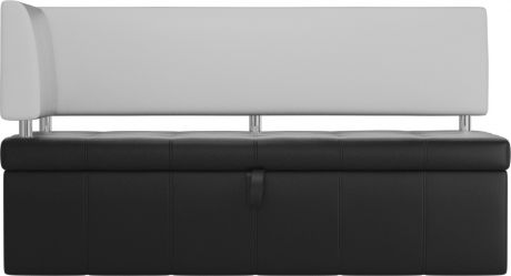 Кухонный угловой диван-кровать «Стоун» ЧерныйБелый, Экокожа, левый