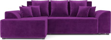 Угловой диван-кровать «Каскад» фиолет, микровельвет, левый