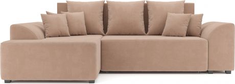 Угловой диван-кровать «Каскад» бежевый Luna 061, велюр, левый