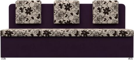 Кухонный диван «Маккон» 3х-местный ЦветыФиолетовый, РогожкаВелюр