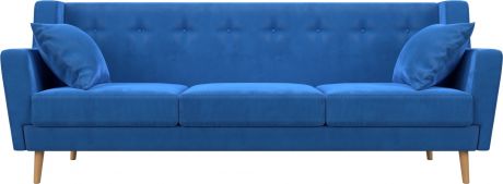 Прямой диван «Брайтон-3» Голубой, Велюр