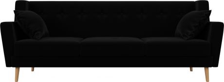 Прямой диван «Брайтон-3» Черный, Микровельвет