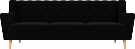 Прямой диван «Брайтон-3 Люкс» Черный, Микровельвет
