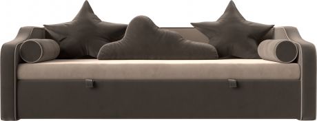 Детский диван-кровать «Рико» бежевыйкоричневый, Велюр