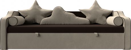 Детский диван-кровать «Рико» КоричневыйБежевый, Микровельвет