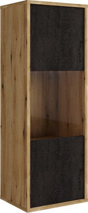 Навесной шкаф-витрина «Макао» угольный камень / дуб эвок прибрежный